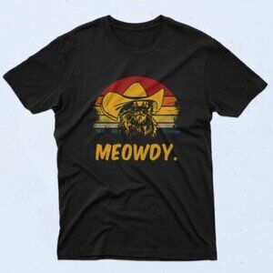 Meowdy Cowboy Cat 90s Retro Funny Graphic Humor Statement Classic Collector Tee